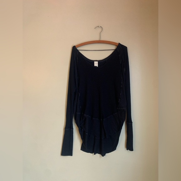 We the free , free people, oversized  long sleeve t shirt waffle knit - Picture 1 of 7